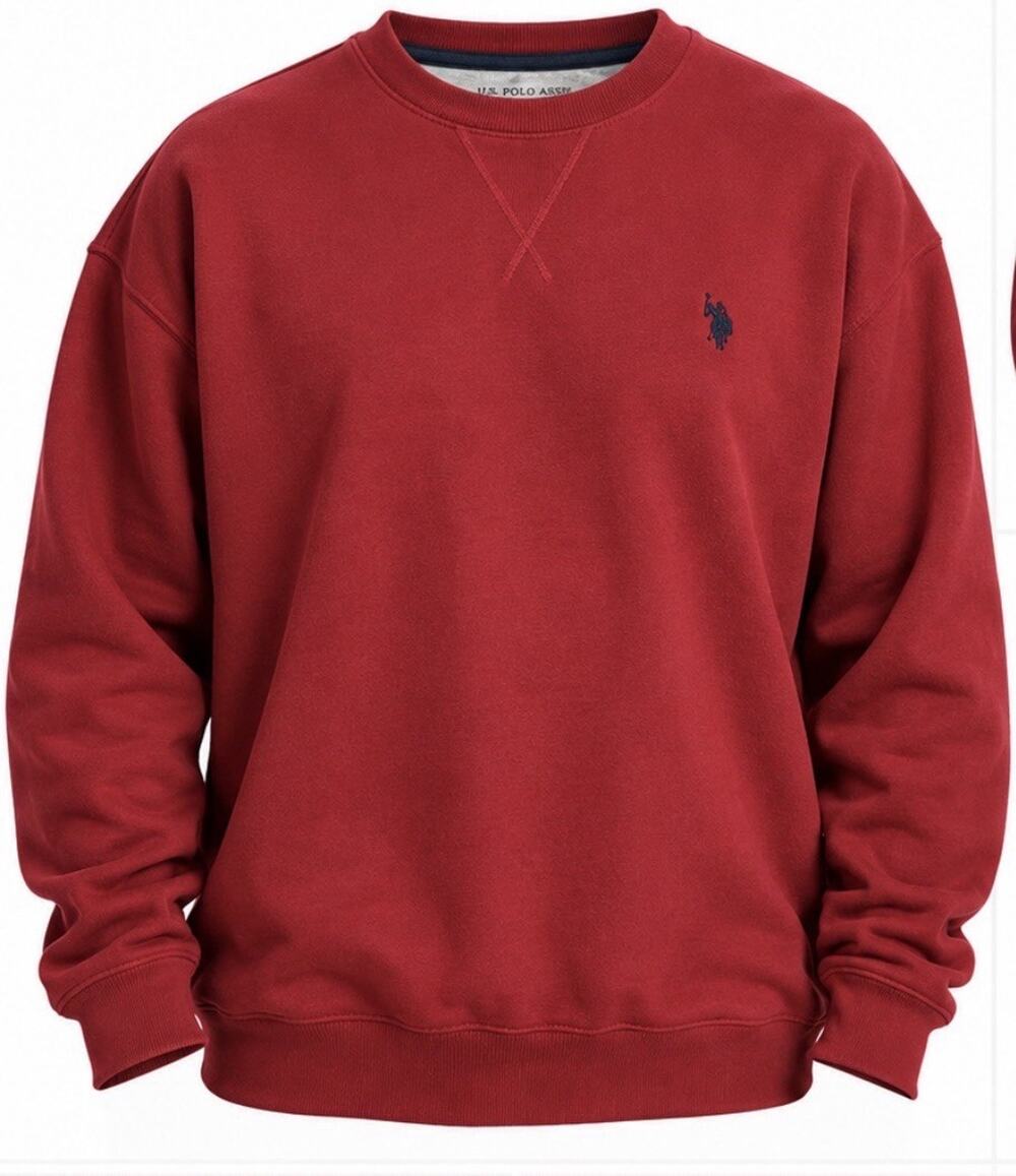 U.S. Polo Assn Mens 3XLT Tall Crewneck Sweatshirt Red Burgundy Logo Pullover